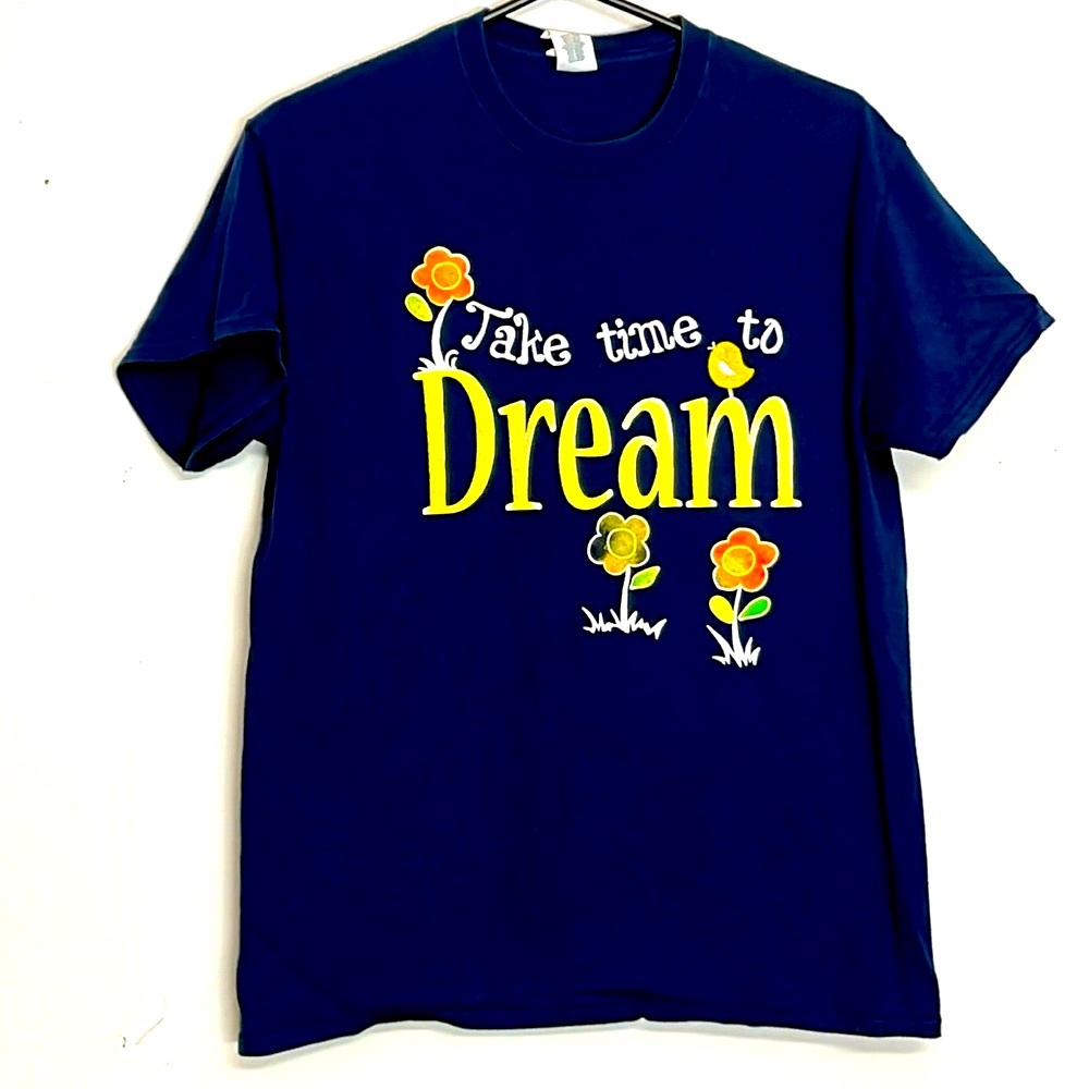 🌞 Gildan Ultra cotton short sleeve black graphic Take time to dream tee unisex M